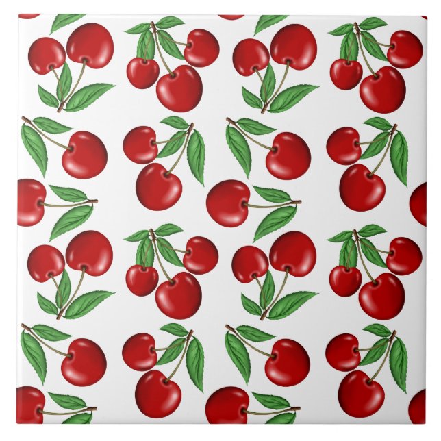 Carreau Motif graphique de cerises rouges partout (Devant)