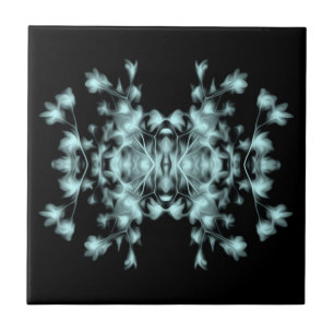 Carreau Motif graphique floral bleu sarcelle turquoise aqu