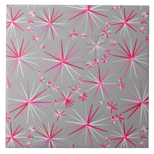 Carreau Motif, gris et fuchsia de Spoutnik de la moitié du