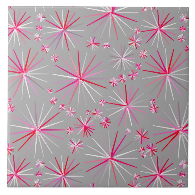 Carreau Motif, gris et fuchsia de Spoutnik de la moitié du (Devant)