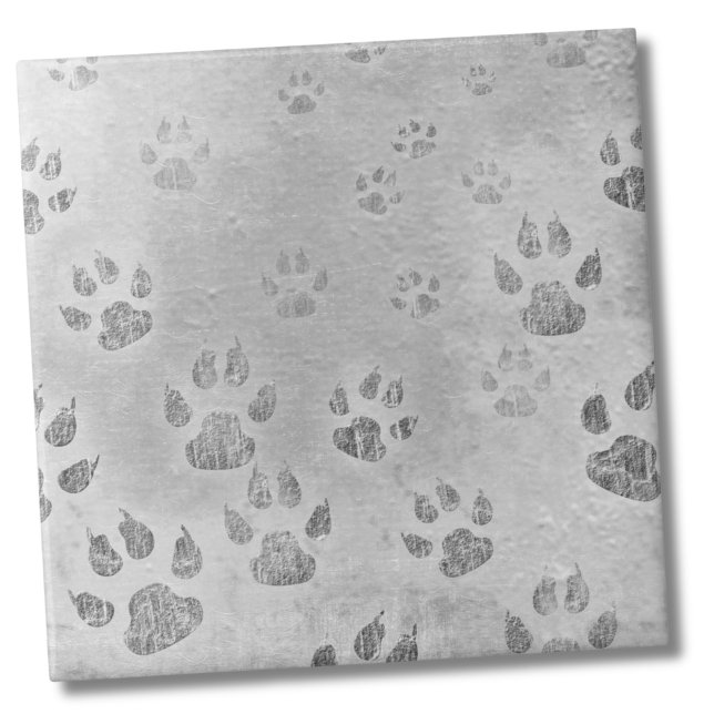 Carreau Motif gris pâle (Cute White Gray Pattern Animal Paw Prints Ceramic Tile)
