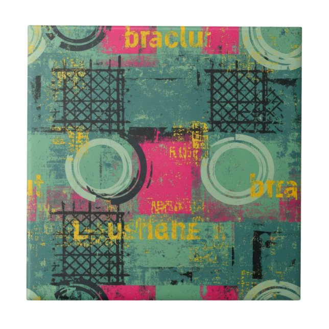 Carreau Motif Grunge Abstrait avec Formes Géométriques (Devant)