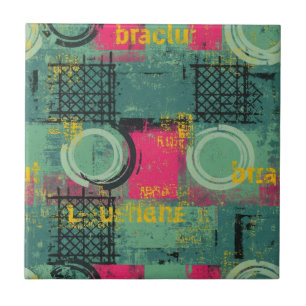 Carreau Motif grunge abstrait avec formes géométriques (1)