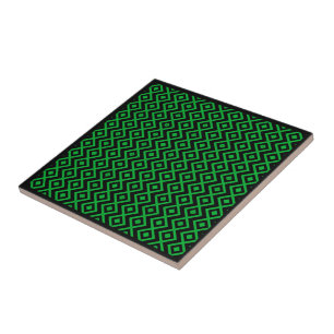 Carreau Motif Harlequin en forme de diamant noir et vert