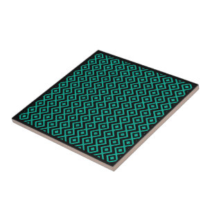 Carreau Motif Harlequin en forme de diamant Turquoise Noir