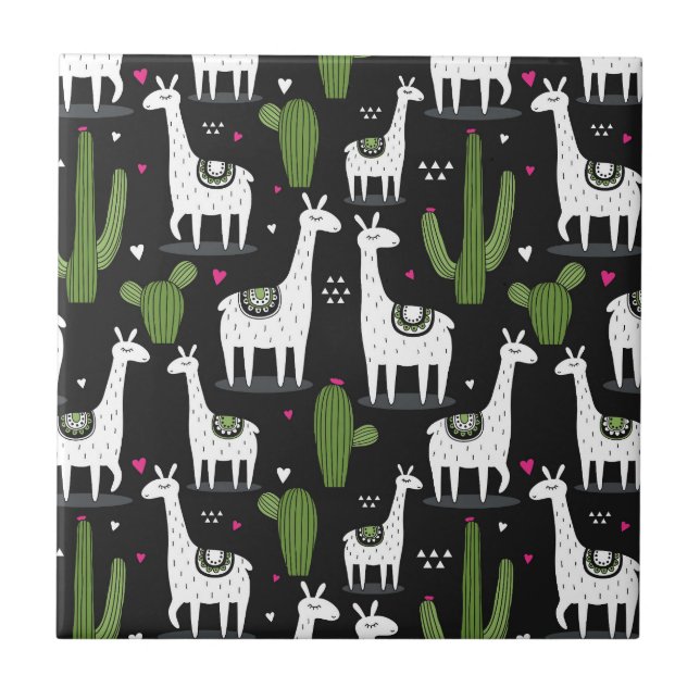 Carreau Motif heureux de lama (Devant)