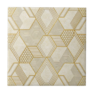 Carreau Motif hexagonal organique moderne Crème et beige