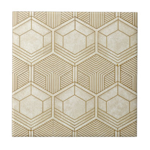 Carreau Motif hexagonal organique moderne   Crème et beige