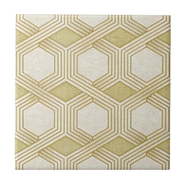 Carreau Motif Hexagone Or Luxueux - Texture Marbre (Devant)