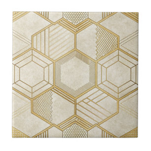 Carreau Motif Hexagone Or Luxueux - Texture Marbre 2
