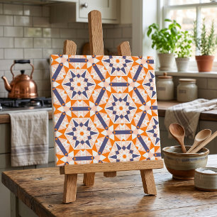 Carreau Motif Hexagones géométriques à crème bleue orange