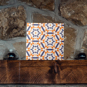Carreau Motif Hexagones géométriques à crème bleue orange