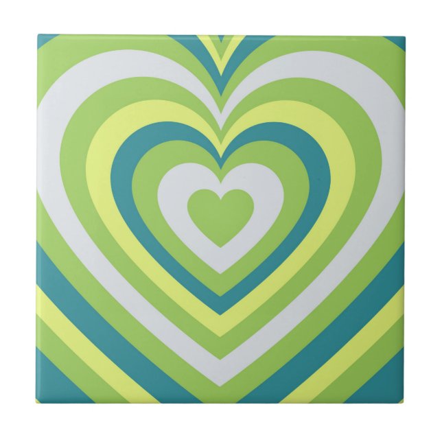 Carreau Motif Hypnotique Vert Coeur Y2K (Devant)