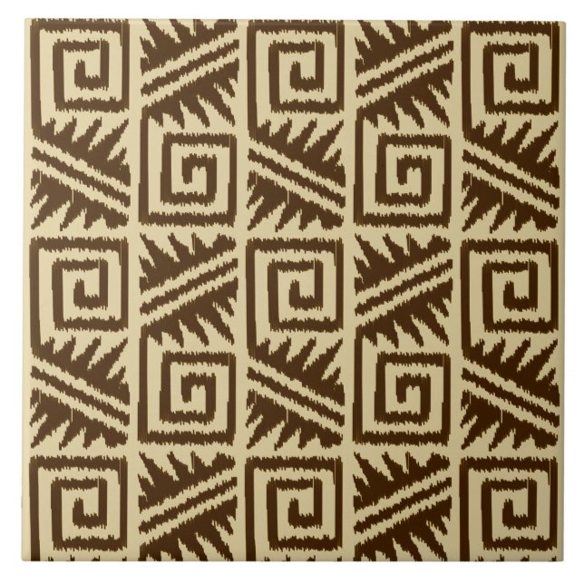 Carreau Motif Ikat Aztec - Brown foncé et Tan (Devant)