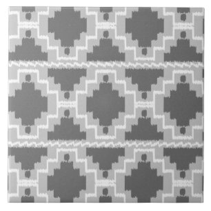 Carreau Motif Ikat Aztec - gris foncé et clair / gris