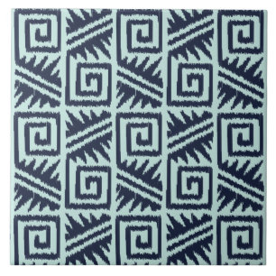 Carreau Motif Ikat Aztec - Indigo et bleu clair