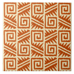 Carreau Motif Ikat Aztec - Mandarin et orange clair