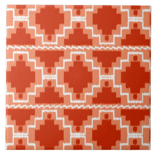 Carreau Motif Ikat Aztec - Rouille, Orange et blanc