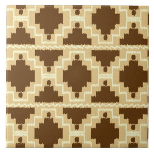 Carreau Motif Ikat Aztec - Tan, brun et crème
