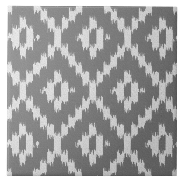 Carreau Motif Ikat - Gris de charbon et d'argent (Devant)