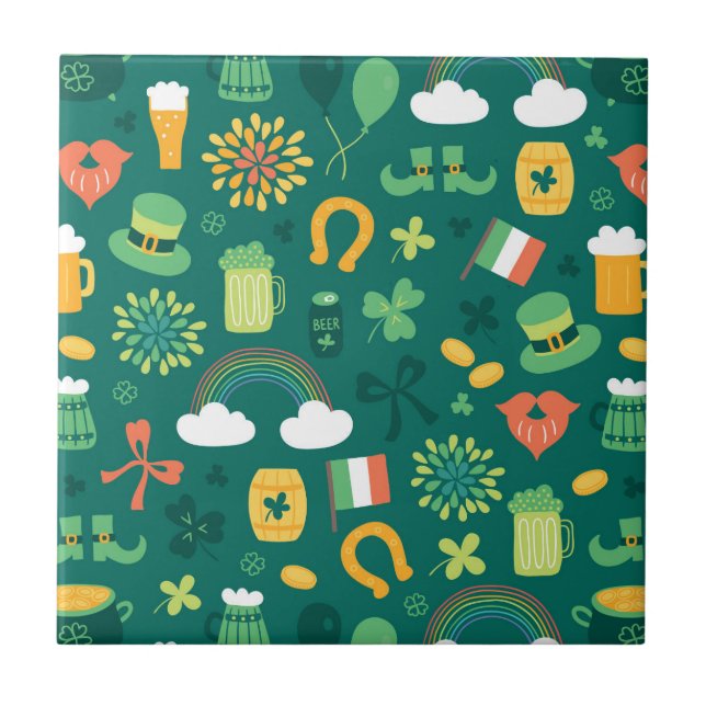 Carreau Motif irlandais mignon d'icône (Devant)