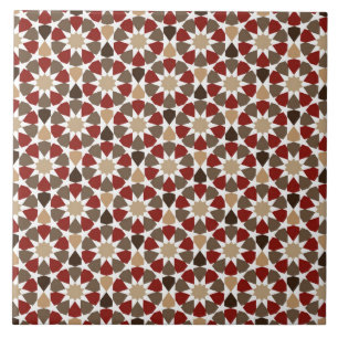 Carreau Motif Islamique Géométrique Rouge Et Beige Motif