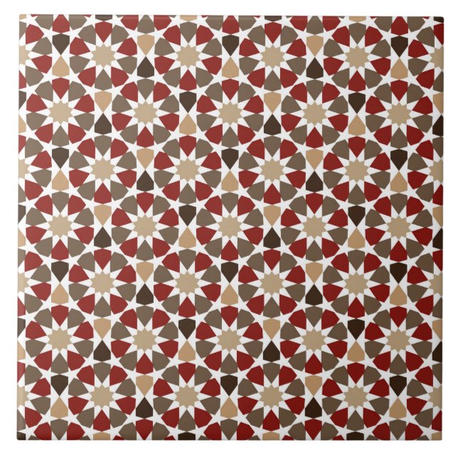 Carreau Motif Islamique Géométrique Rouge Et Beige Motif (Devant)