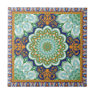 Carreau Motif islamique Orange, Bleu, Carrelage en céramiq
