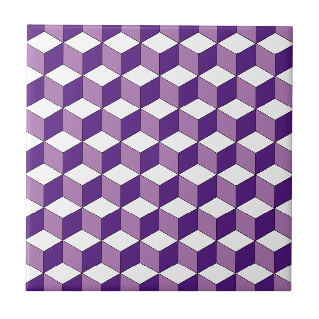 Carreau Motif isométrique violet monochrome (Devant)