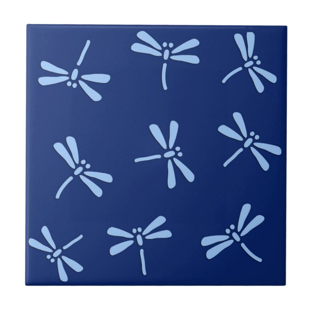 Carreau Motif japonais de libellules, Cobalt et Sky Blue (Devant)