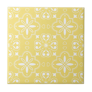Carreau Motif jaune et blanc méditerranéen moderne