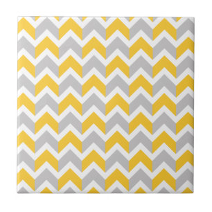 Carreau Motif jaune moderne de Chevron de blanc gris