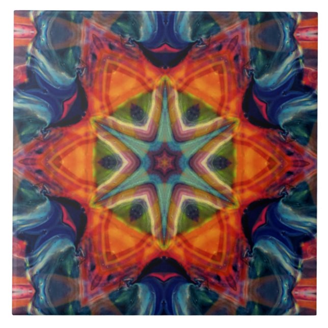 Carreau Motif Kaleidoscope couleur psychédélique (Devant)