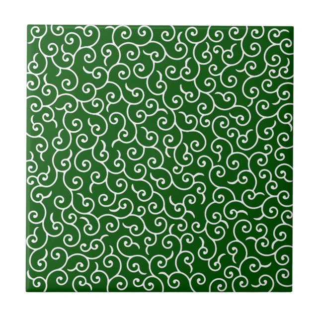 Carreau Motif Karakusa Vert et blanc (Devant)