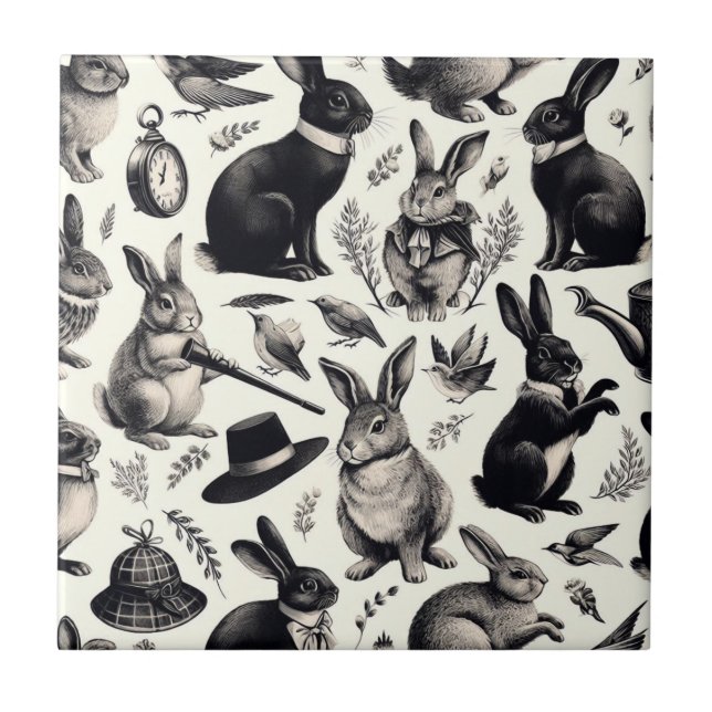 Carreau Motif lapin Vintage (Devant)