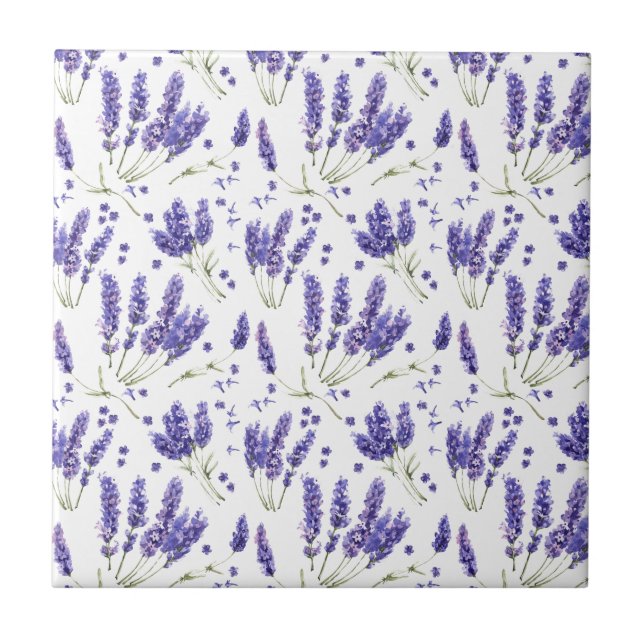 Carreau Motif Lavender Watercolor Flowers (Devant)