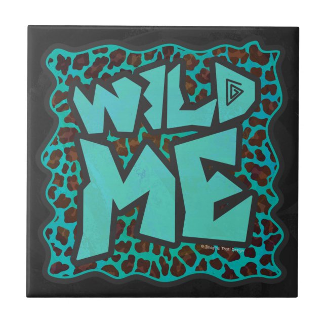Carreau Motif Léopard Marron et Sarcelle Wild Me (Devant)