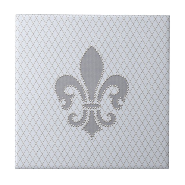 Carreau Motif lilas de diamant de Fleur de Lis Grey (Devant)