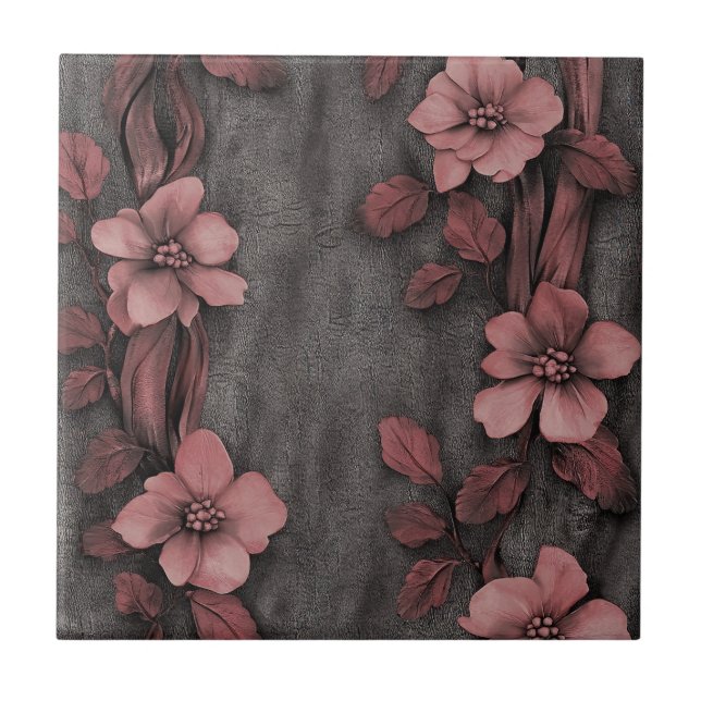 Carreau Motif Lin Floral Rosé Rustique (8) (Devant)