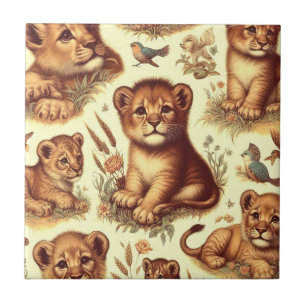 Carreau Motif Lion vintage mignon bébé