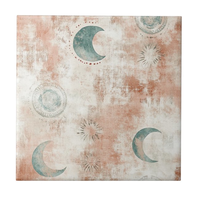 Carreau Motif lunaire floral céleste Boho (10) (Devant)