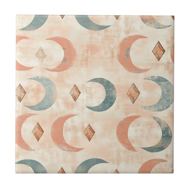 Carreau Motif lunaire floral céleste Boho (6) (Devant)