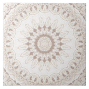 Carreau Motif Mandala Beige et Crème
