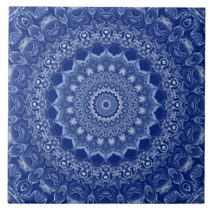 Carreau Motif Mandala Bleu avec Symétrie en Explosion Stel