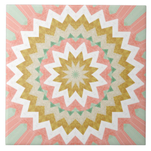 Carreau Motif Mandala Bohème en Éclatement Géométrique en