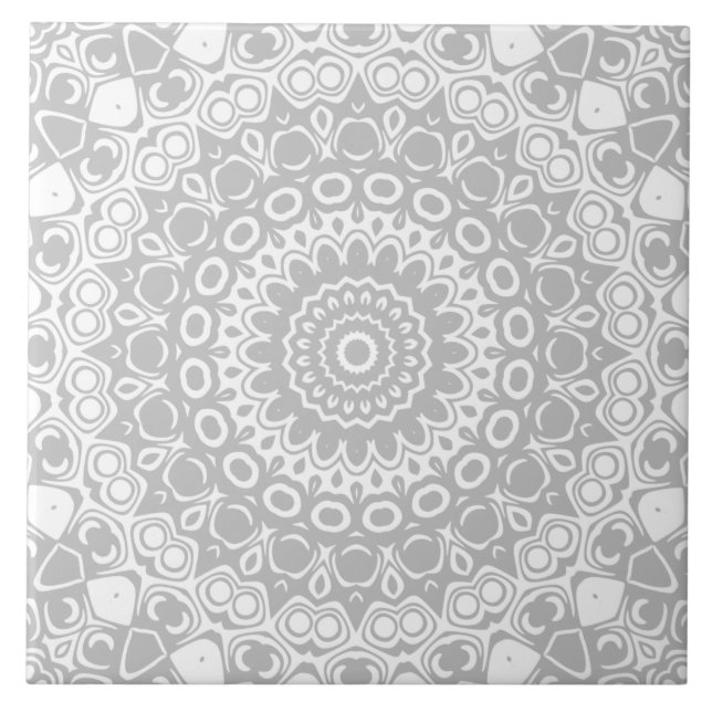 Carreau Motif Mandala Élégant Argenté (Devant)