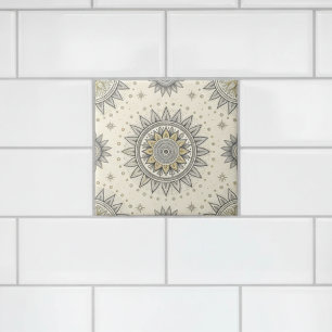 Carreau Motif Mandala Gris Or