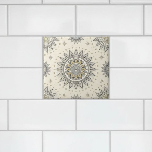 Carreau Motif Mandala Gris Or (Créateur téléchargé)
