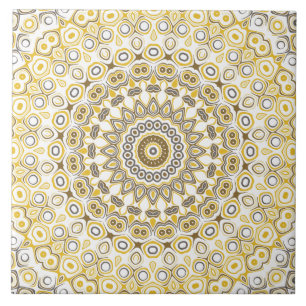 Carreau Motif Mandala jaune or