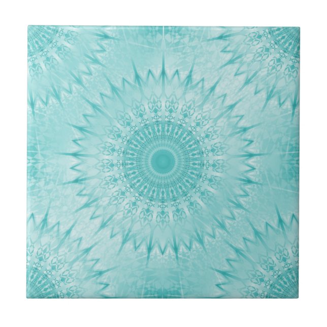 Carreau Motif Mandala Métallisé Turquoise (Devant)